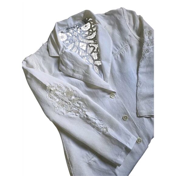 appraisal Jackets & Blazers - VTG Appraisal White Linen Blend Lace Crochet Blazer Jacket Boho Chic 12